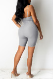 Pink Sexy Casual Solid Backless Spaghetti Strap Skinny Romper