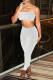 White Fashion Casual Striped Print Backless Spaghetti Strap Sleeveless Two Pieces