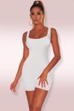 White Fashion Sexy Solid Sleeveless Slip 