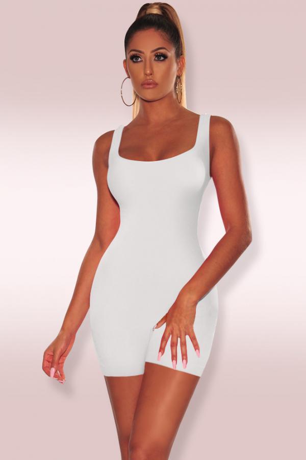 White Fashion Sexy Solid Sleeveless Slip 