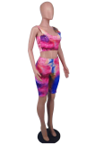 Red Sexy Print Patchwork U Neck Sleeveless Two Pieces