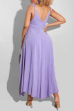 Yellow Sexy Casual Solid Backless V Neck Sling Dress