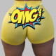 Yellow Casual Sportswear Print Basic Skinny Shorts