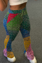 colour Casual Print Fold Boot Cut Bottoms
