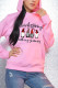 Pink Fashion Casual Print Basic Hooded Collar Tops