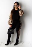 Leopard print adult Casual Fashion Camouflage Print Two Piece Suits Leopard Ribbon pencil Long Sleeve T