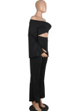 White Sexy Patchwork Solid Ruffled Long Sleeve one word collar Jumpsuits