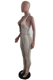 Black Street Solid Draw String V Neck Skinny Jumpsuits