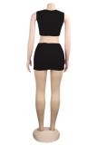 Fluorescent green Fashion Sexy Slim fit Two Piece Suits crop top Solid Fluorescent Skinny Sleeveless Two-Pi