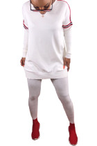 White Elastic Fly Mid Patchwork pencil Pants Two-piece suit