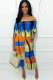 Yellow Fashion Sexy Print Patchwork Tie Dye Straight Short Sleeve