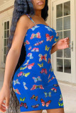 White Sexy Spaghetti Strap Sleeveless Slip Step Skirt Mini Print Patchwork backless Dresses