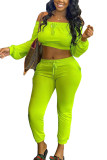 Orange Fashion Sexy adult Ma'am Solid Two Piece Suits pencil Long Sleeve Two Pieces