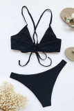 Blue Fashion Sexy Solid Backless Strap Design Swimwears