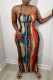 Red Fashion Sexy Print Backless Slit Spaghetti Strap Sleeveless Dress