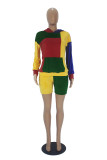 Multicolor Casual Solid Patchwork Long Sleeve Two Pieces