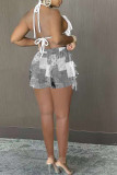 Red Casual Print Tassel Patchwork Straight High Waist Straight Full Print Bottoms