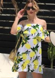 As Show Brief Cute Slash neck Short Sleeve skirt Print Dresses