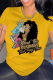 Yellow Casual Print Patchwork O Neck T-Shirts