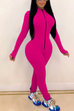 Black Fashion Sexy Solid zipper Milk. Long Sleeve O Neck Jumpsuits
