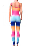 colour Sexy Print Striped Coloured drawing Milk. Sleeveless O Neck Jumpsuits