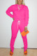 Rose Red Sweet Solid Patchwork O Neck Long Sleeve Two Pieces