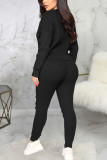 Grey Sexy Solid Patchwork O Neck Long Sleeve Two Pieces