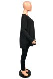 Grey Sportswear Striped O Neck Plus Size 