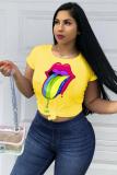 White O Neck Short Sleeve Solid Character Tees & T-shirts