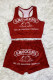 Red Sexy Print Straight Sleeveless Two Pieces