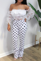 White Wrapped chest Nine Sleeves Solid Tops