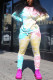 Yellow Casual Sportswear Spandex Blends Print Tie-dye Pullovers Pants Basic O Neck Long Sleeve Regular Sleeve Regular Two Pieces
