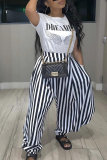 Blue Casual Print Patchwork O Neck Short Sleeve Two Pieces
