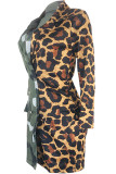 Yellow Notched Patchwork Print Print Long Sleeve Suit jacket