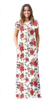 As Show-9 Brief Cute O-Neck Short Sleeve Loose Long Print Dresses