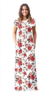 As Show-9 Brief Cute O-Neck Short Sleeve Loose Long Print Dresses