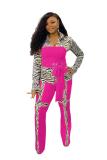 Yellow adult OL Fashion Bandage Print Two Piece Suits Patchwork contrast color Loose Long Sleeve