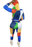 multicolor Chlorine Fashion adult Casual Two Piece Suits Print Patchwork pencil Long Sleeve 