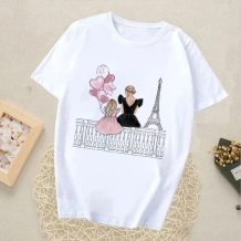 Blue White Casual Print Patchwork O Neck T-Shirts