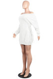 Yellow Sexy Fashion One Shoulder Long Sleeves One word collar Hip skirt skirt backless eyelet bandage Club