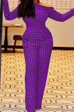 Red Fashion Casual Print Basic Oblique Collar Regular Jumpsuits