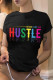 Black Fashion Casual Letter Print Basic O Neck T-Shirts