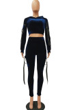 Red Casual Solid Patchwork Two Piece Suits pencil Long Sleeve