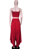 Blue Fashion Sexy adult Ma'am Solid Two Piece Suits Harlan pants Sleeveless Two Pieces