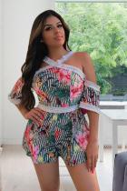 Green Fashion lace Short Sleeve O Neck Rompers