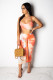 Red Sexy Fashion asymmetrical Print crop top Bandage Two Piece Suits Skinny Two-Piece Dress