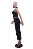 Silver Sexy Solid Hollowed Out Backless Fold Halter Sleeveless Two Pieces