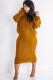 Orange Sexy Solid Two Piece Suits pencil Long Sleeve