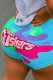 Light Blue Elastic Fly Low Print Straight shorts Bottoms