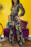 Gold Work Daily Print Without Belt O Neck Regular Jumpsuits
